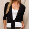 Bamboo Open Front Shrug - Black