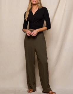 Linen / Bamboo Soft Waist Pants - Olive -Sivana Spirit Shop SIVANA3282 P