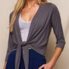 Bamboo Open Front Shrug - Grey