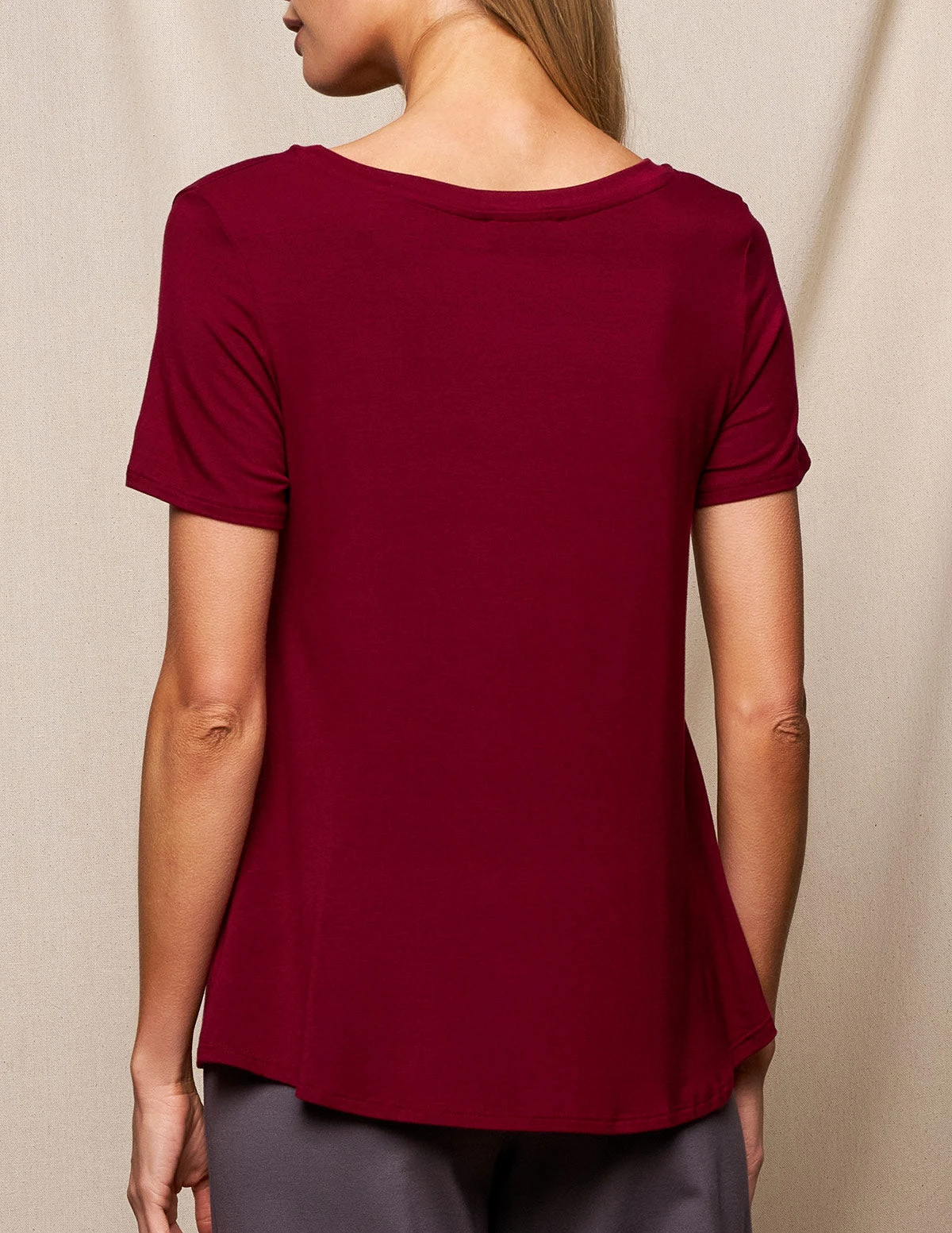 Bamboo Relaxed Tee - Burgundy 2 Bamboo Relaxed Tee - Burgundy - Image 2