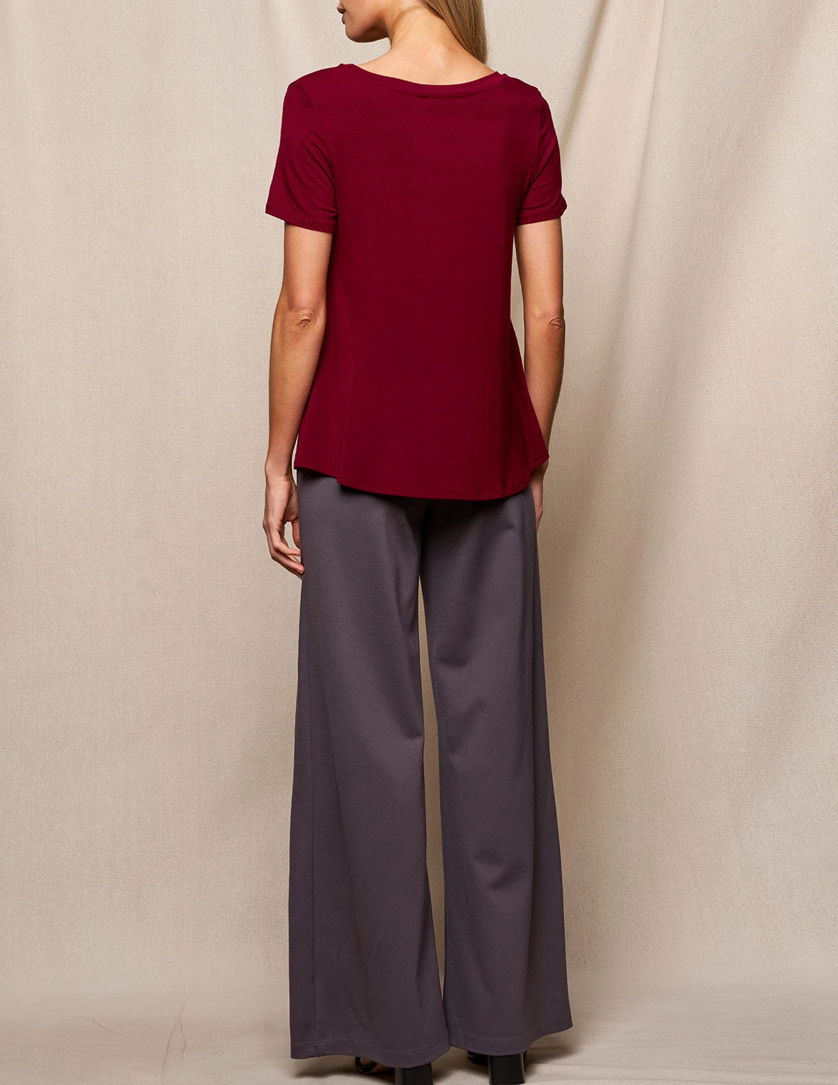 Bamboo Ponte Wide Leg Pants - Grey 2 Bamboo Ponte Wide Leg Pants - Grey - Image 2