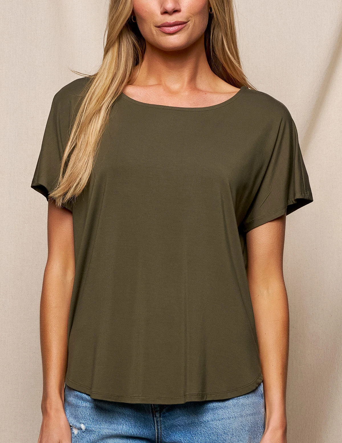Bamboo Dolman Tee - Olive 3 Bamboo Dolman Tee - Olive - Image 3
