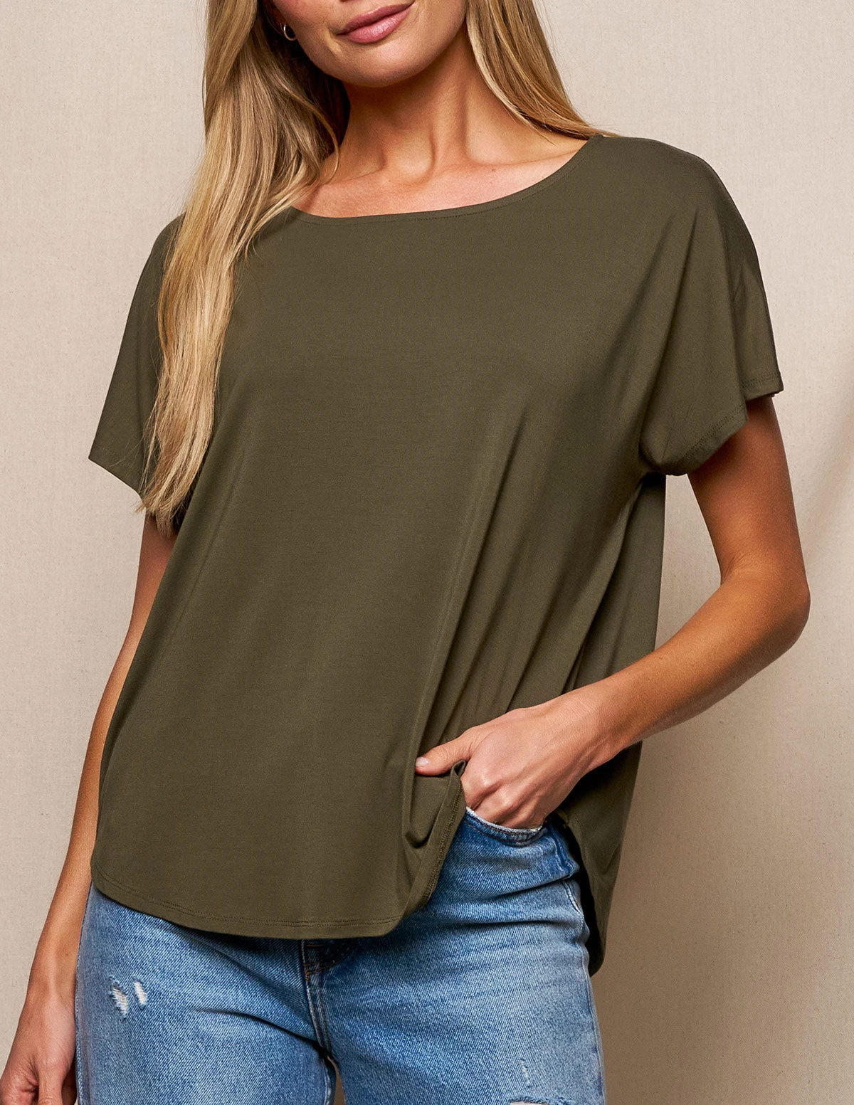 Bamboo Dolman Tee - Olive 1 Bamboo Dolman Tee - Olive