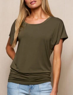 Bamboo Scoop Neck Dolman Tunic - Olive 5 Bamboo Scoop Neck Dolman Tunic - Olive -Sivana Spirit Shop SIVANA3627