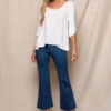 Bamboo Ponte Knit Flare Pants - Navy