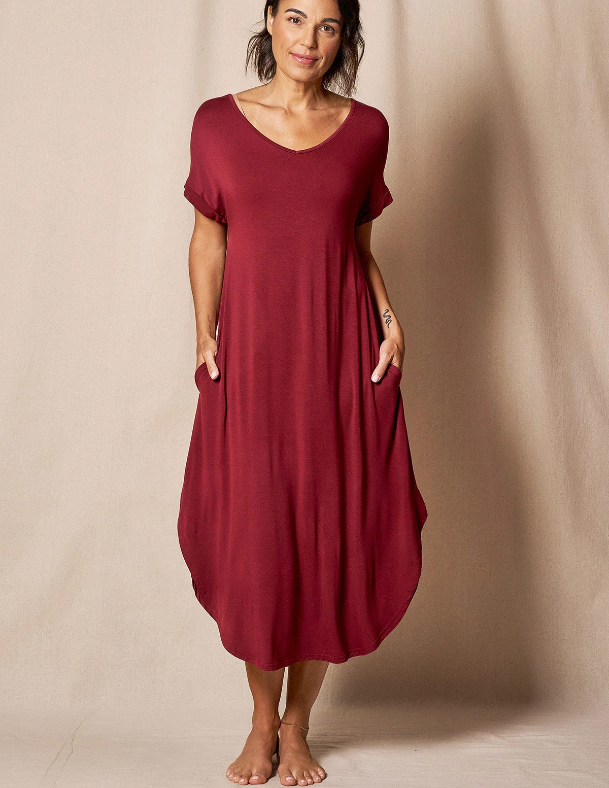 Bamboo Sleep Dress - Burgundy 1 Bamboo Sleep Dress - Burgundy