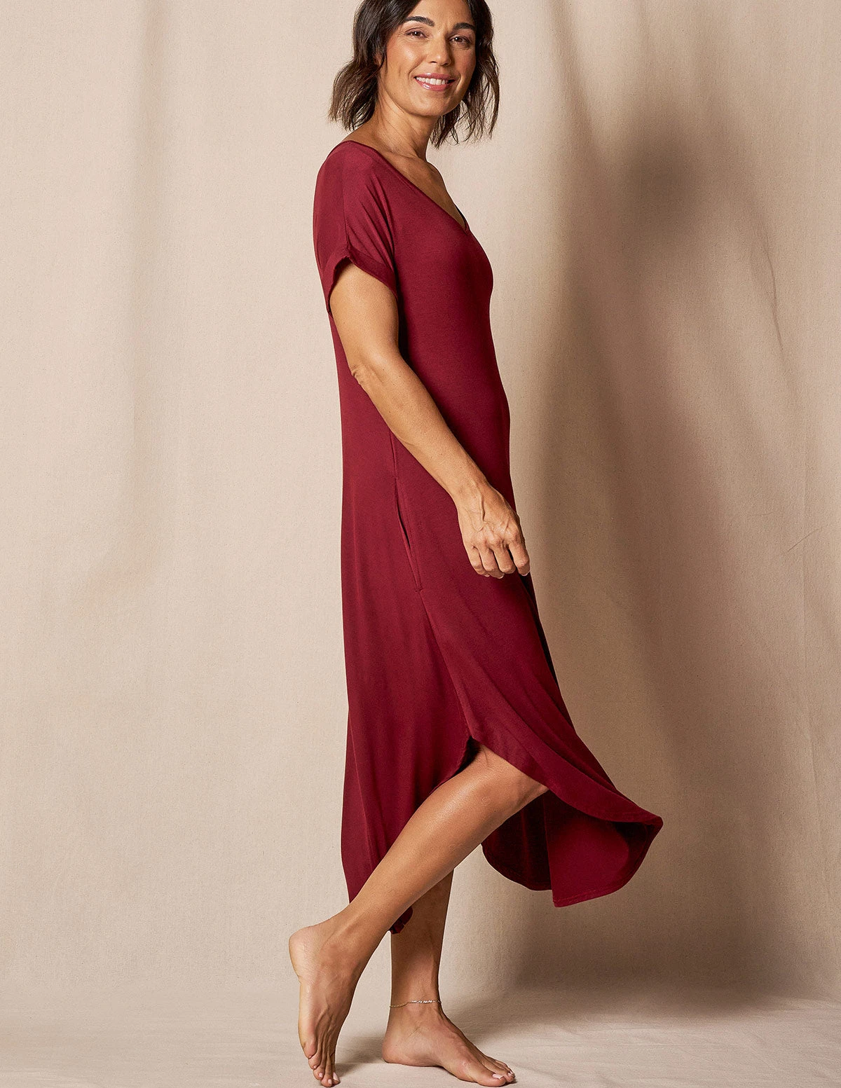Bamboo Sleep Dress - Burgundy 3 Bamboo Sleep Dress - Burgundy - Image 3
