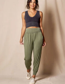 Foldover Waist Bamboo Joggers -Sivana Spirit Shop SIVANASPIRIT 08292024 3365