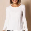 Bamboo Relaxed Long Sleeve Tee - Soft White