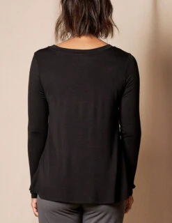 Bamboo Relaxed Long Sleeve Tee - Black -Sivana Spirit Shop SIVANASPIRIT 08292024 3790