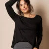 Bamboo Relaxed Long Sleeve Tee - Black