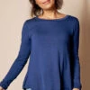 Bamboo Relaxed Long Sleeve Tee - Navy - Small Only