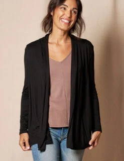 Bamboo Banded Front Cardigan - Black - Small Only -Sivana Spirit Shop SIVANASPIRIT 08292024 4125
