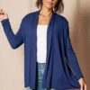 Bamboo Banded Front Cardigan - Navy - Small And 2XL Only