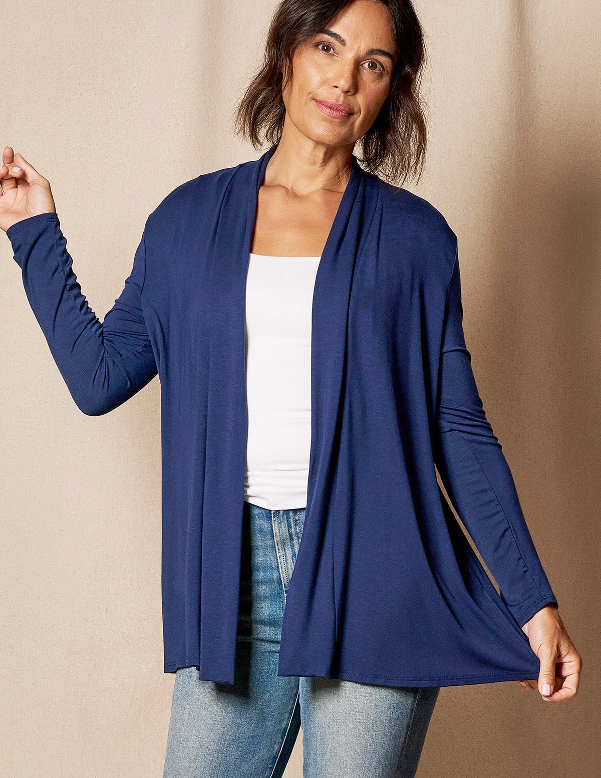 Bamboo Banded Front Cardigan - Navy - Small And 2XL Only 1 Bamboo Banded Front Cardigan - Navy - Small And 2XL Only