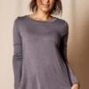 Bamboo Relaxed Long Sleeve Tee - Grey