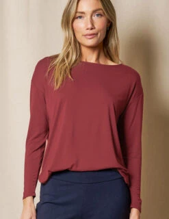 Bamboo Dolman Long Sleeve Tee - Cabernet -Sivana Spirit Shop SO12 CAB 3