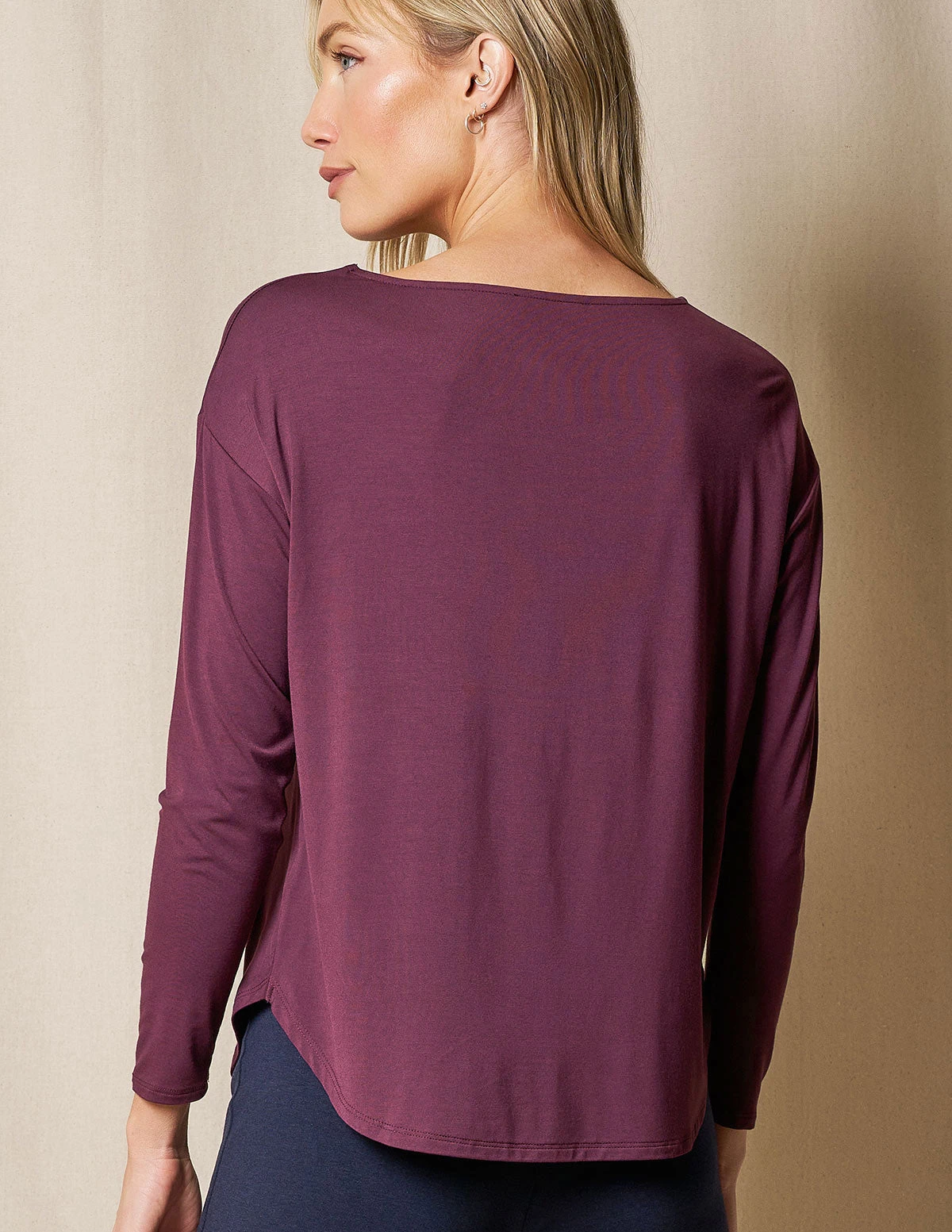Bamboo Dolman Long Sleeve Tee - Fig 2 Bamboo Dolman Long Sleeve Tee - Fig - Image 2