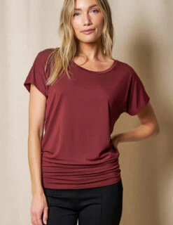 Bamboo Scoop Neck Dolman Tunic - Cabernet 7 Bamboo Scoop Neck Dolman Tunic - Cabernet -Sivana Spirit Shop SO14 CAB