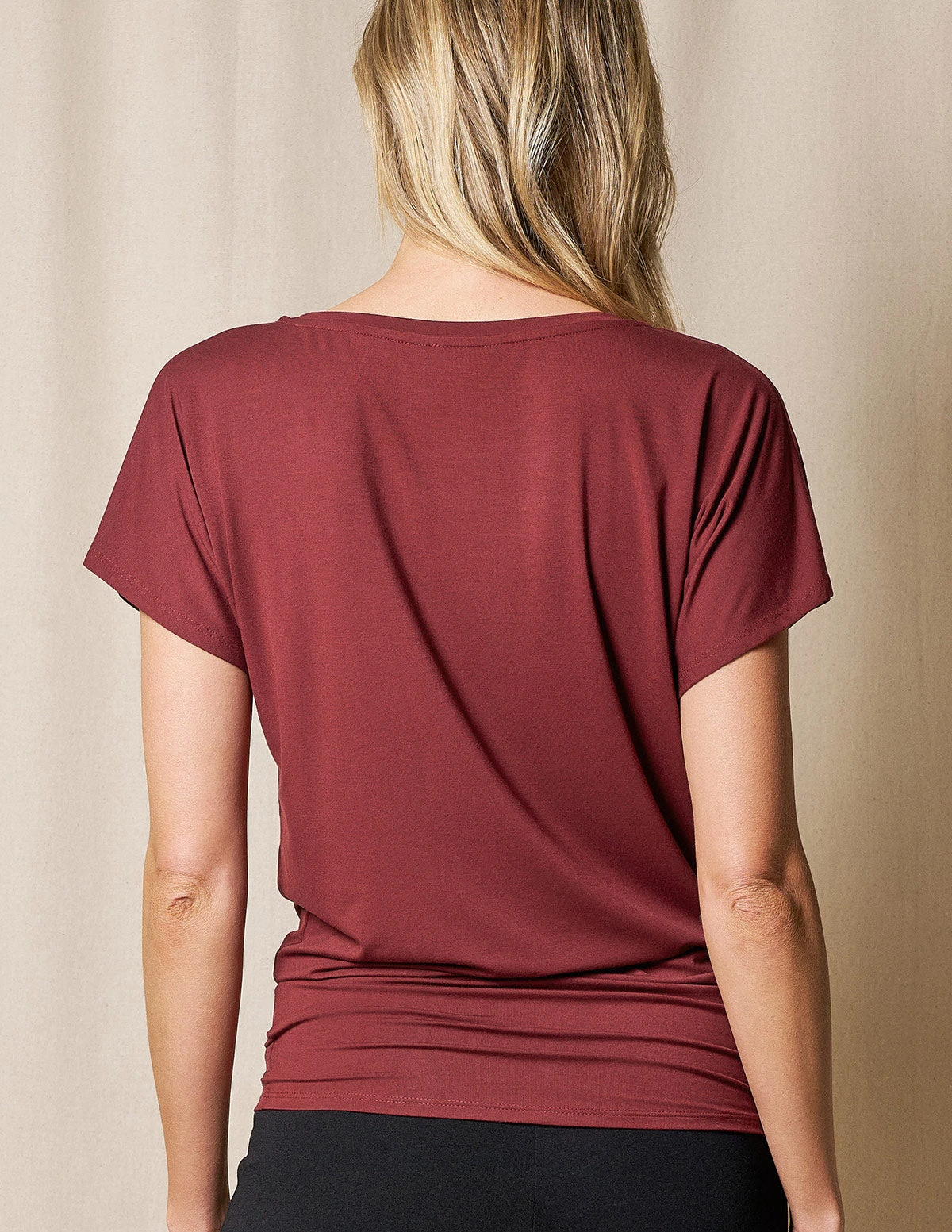 Bamboo Scoop Neck Dolman Tunic - Cabernet 2 Bamboo Scoop Neck Dolman Tunic - Cabernet - Image 2