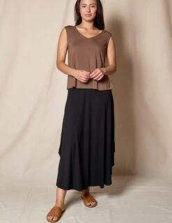 Bamboo Flat Waist Skirt - Black -Sivana Spirit Shop SO87 BLA 7