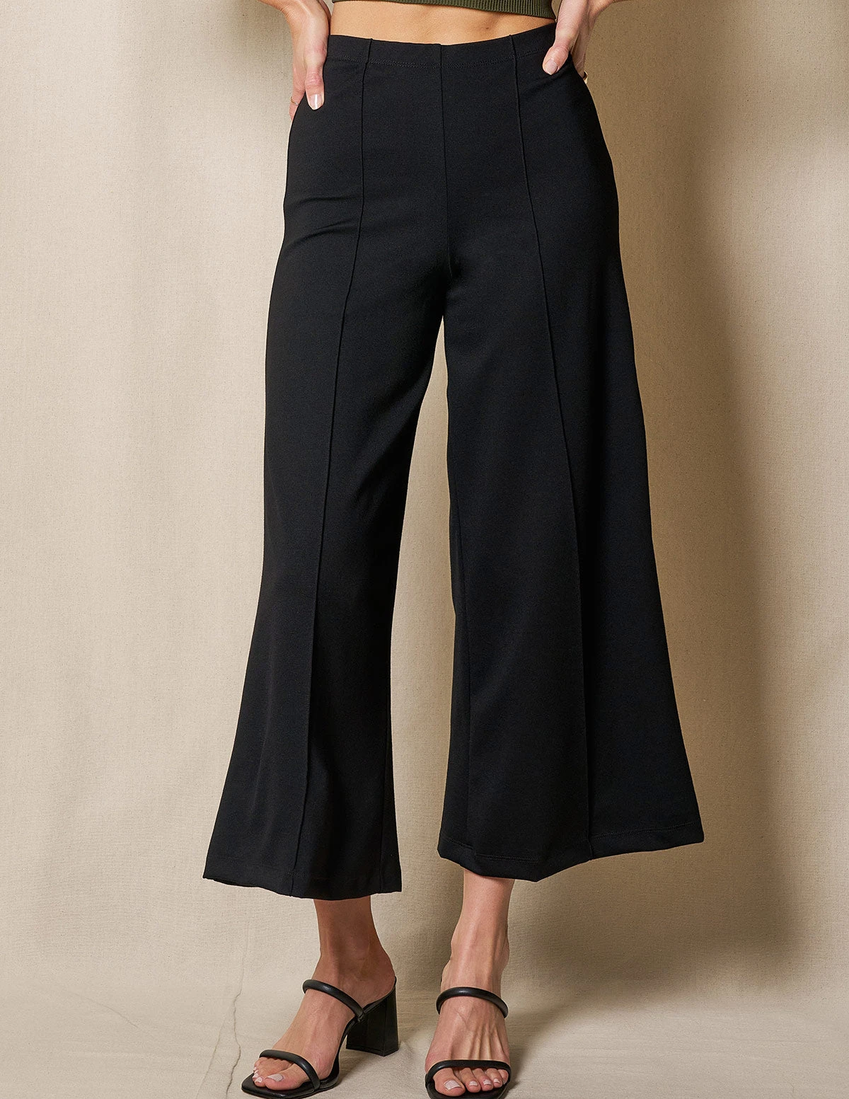 Bamboo Ponte Cropped Pants - Black 2 Bamboo Ponte Cropped Pants - Black - Image 2