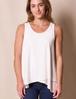 Bamboo / Organic Cotton Layered Tank - Soft White 6 Bamboo / Organic Cotton Layered Tank - Soft White -Sivana Spirit Shop Sivana02078794
