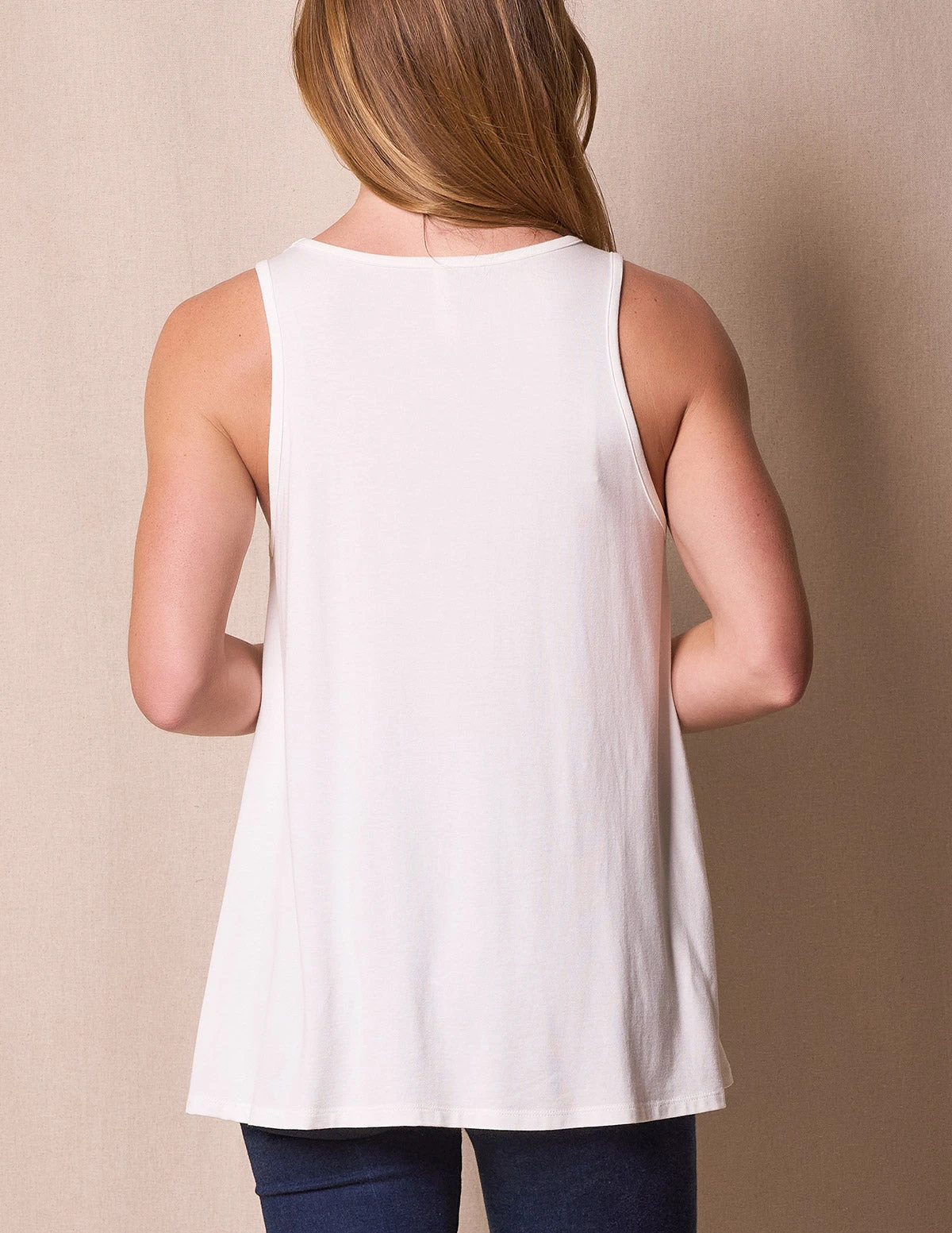 Bamboo / Organic Cotton Layered Tank - Soft White 2 Bamboo / Organic Cotton Layered Tank - Soft White - Image 2