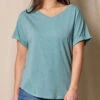 Bamboo / Organic Cotton V-Neck Dolman Top - Mineral- Small Only