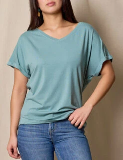 Bamboo / Organic Cotton V-Neck Dolman Top - Mineral- Small Only -Sivana Spirit Shop TL29 ARC 5 ceba7187 e658 4e01 8548 3a4c9d0ddb0b