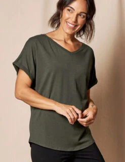 Bamboo / Organic Cotton V-Neck Dolman Top - Juniper -Sivana Spirit Shop TL29 FON CC 3