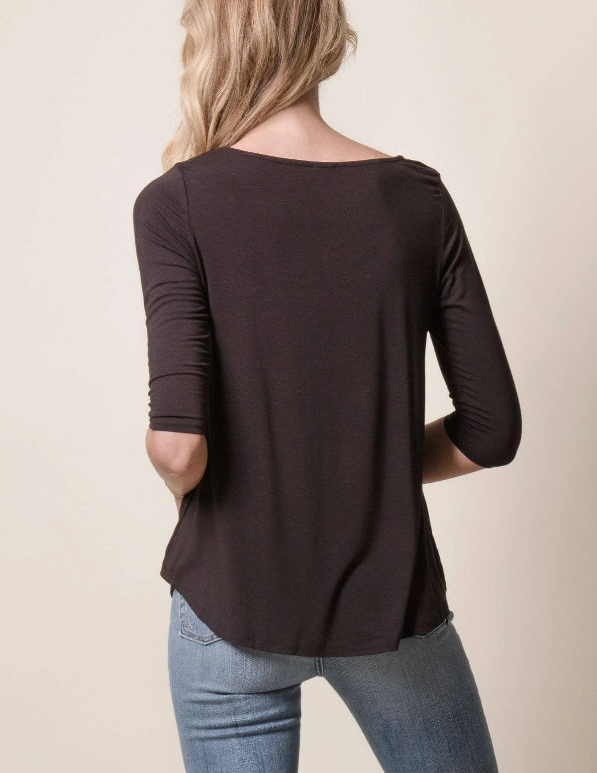 Bamboo 3/4 Sleeve Tee - Black 2 Bamboo 3/4 Sleeve Tee - Black - Image 2