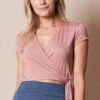 Bamboo Cap Sleeve Wrap Top - Rosewater