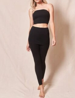 Bamboo Leggings With Skirt - Black -Sivana Spirit Shop sivana bamboo leggings with skirt 30588230959287