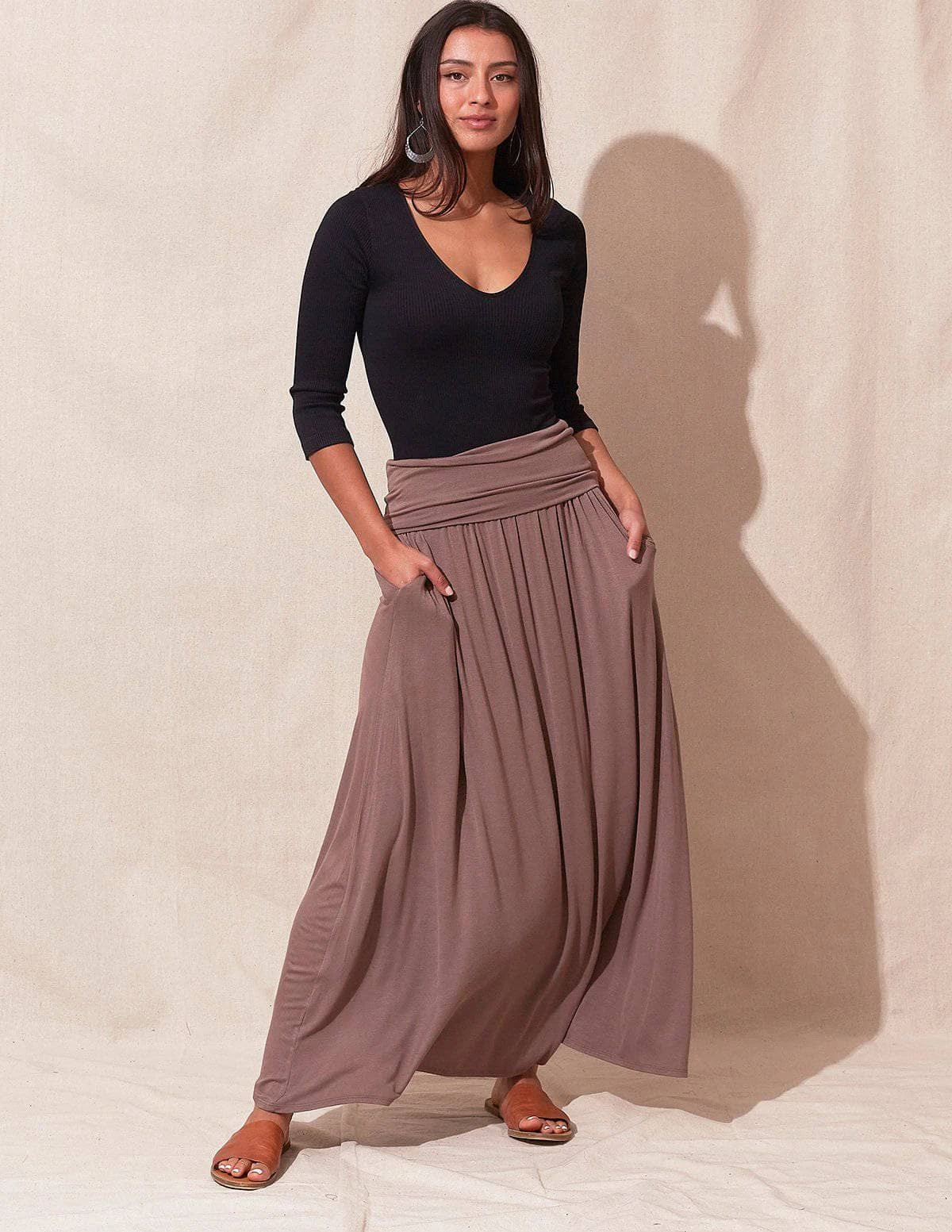 Bamboo Maxi Skirt - Mocha 3 Bamboo Maxi Skirt - Mocha - Image 3
