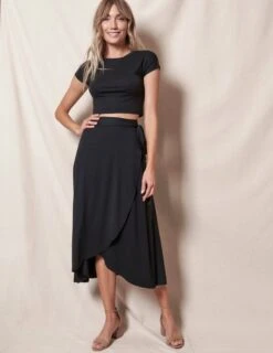 Bamboo / Organic Cotton Wrap Skirt - Black