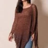 Handwoven Riva Knit Fringe Poncho