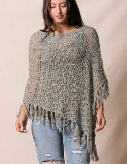 Handwoven Riva Knit Fringe Poncho -Sivana Spirit Shop sivana handwoven riva knit fringe poncho 31937912340663