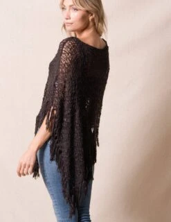 Handwoven Riva Knit Fringe Poncho -Sivana Spirit Shop sivana handwoven riva knit fringed poncho 31905535721655