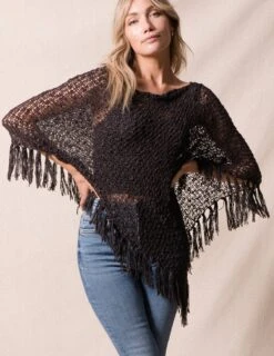 Handwoven Riva Knit Fringe Poncho -Sivana Spirit Shop sivana handwoven riva knit fringed poncho 31905535852727