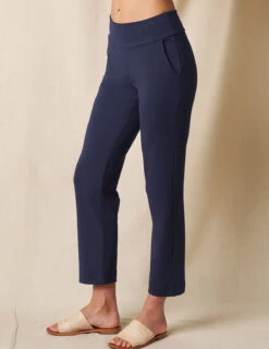Bamboo / Organic Cotton Flat Waist Ankle Pants - Navy