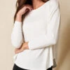 Bamboo Dolman Long Sleeve Tee - Soft White