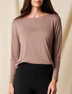 Bamboo Dolman Long Sleeve Tee - Mocha