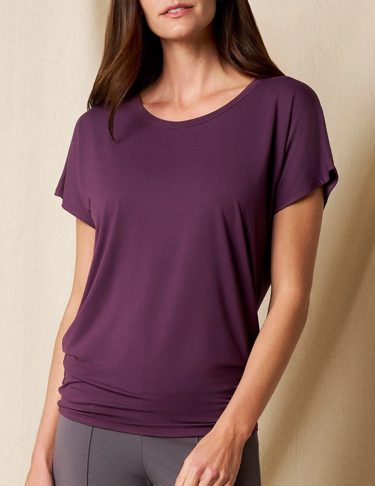 Bamboo Scoop Neck Dolman Tunic - Fig 3 Bamboo Scoop Neck Dolman Tunic - Fig - Image 3