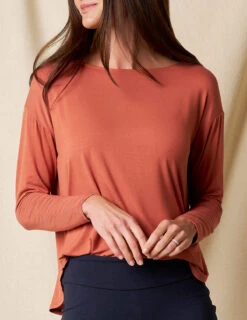 Bamboo Dolman Long Sleeve Tee - Rust -Sivana Spirit Shop sivana01296073 final