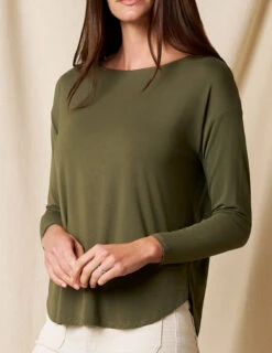 Bamboo Dolman Long Sleeve Tee - Olive -Sivana Spirit Shop sivana01296162 final