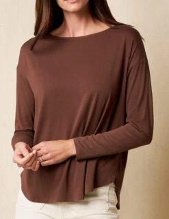 Bamboo Dolman Long Sleeve Tee - Cocoa -Sivana Spirit Shop sivana01296198 final1